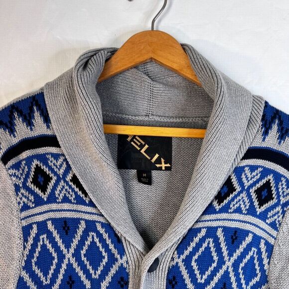 Helix Vintage Fair Isle Shawl Collar Fisherman Sweater Mens Size Medium Cotton - Picture 8 of 10